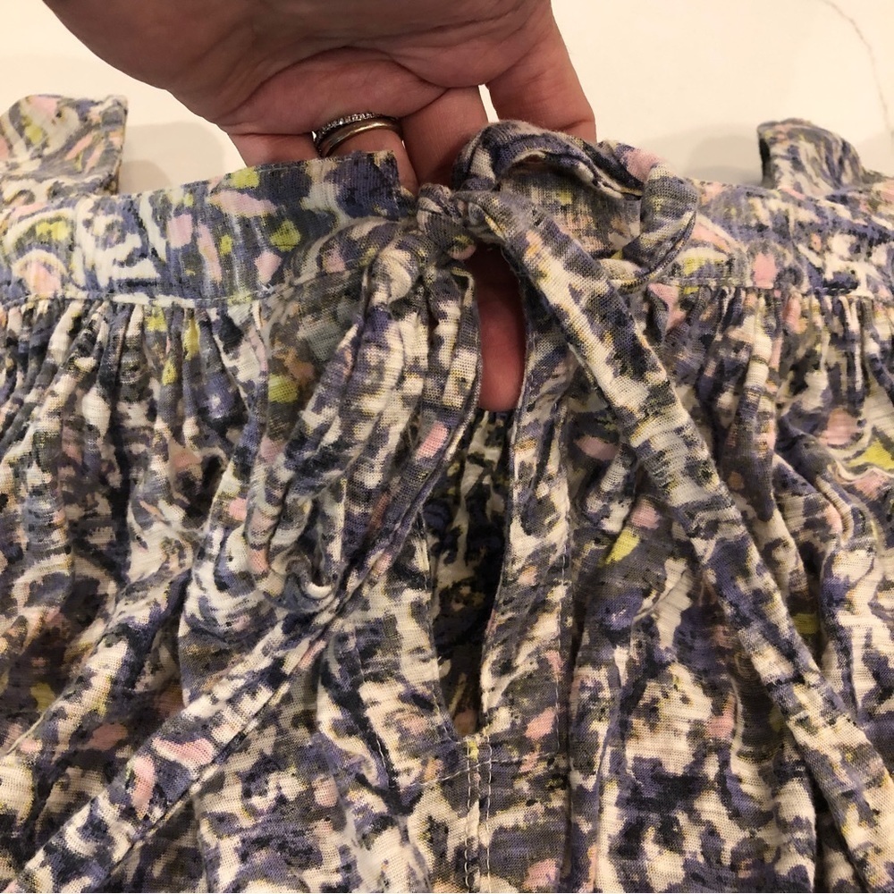 Free People Floral Sunsetter Boho Cottagecore Blouse Top Sz S Colorful Festival - Picture 8 of 14